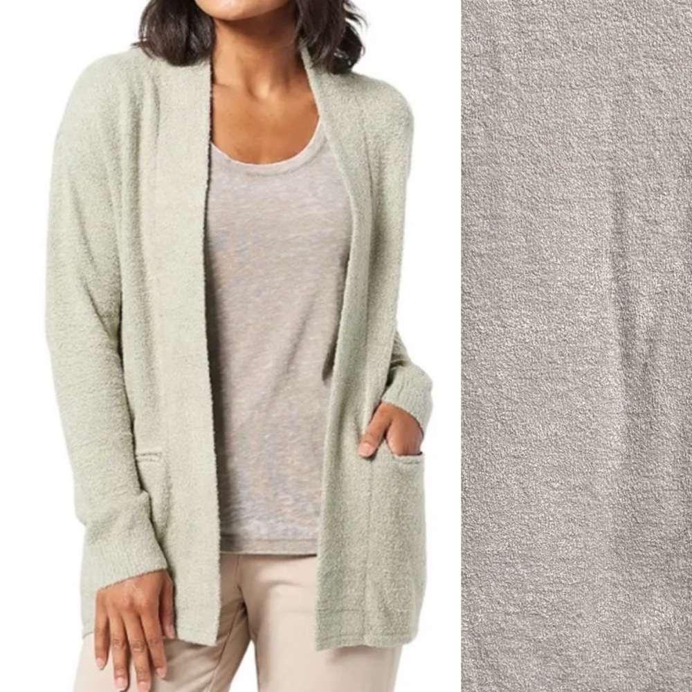 Barefoot Dreams XS Cozy Chic Lite Zip Pocket Cardigan Open Front Jacket